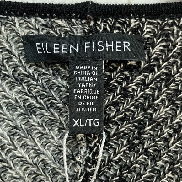 NWOT Eileen Fisher Wool Organic Linen Open Cardigan Sweater Colorblock Gray - Picture 4 of 16